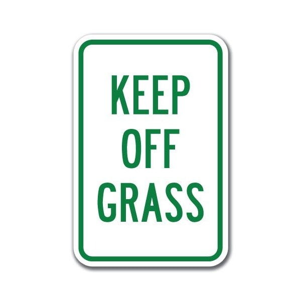18 in Height, 0.12 in Width, Aluminum, 12" x 18", A-1218 Keep Off Grass - OffGr